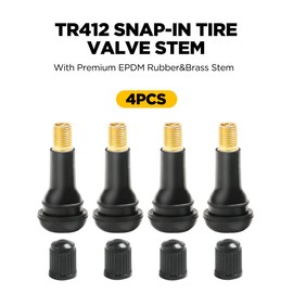 YAKEFLY 4PCS Tire Valve Stem Rubber Snap-in Valves,TR412 TR413 Tubeless Tire Valve Stems,Motorcycle Valve Stem,Wheel Valve Stems,Universal Rubber Tire Valve Stems (TR413-4PCS)
