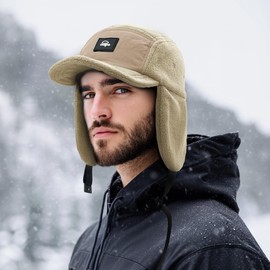 Clakllie Winter Stylish Baseball Hat with Warm Earflap Aviator Pilot Caps Trooper Bomber Cap Outdoor Sport Trapper Hunter's Hat with Visor Earmuffs Russian Ushanka Hat for Cycling Hiking Hunting