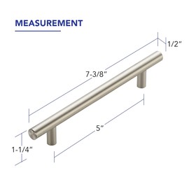 25 Pack Cabinet Handles with 5 Inch (128mm) Hole Center Brushed Nickel Cabinet Pulls Stainless Steel Drawer Pulls, Kitchen Knobs for Dresser Drawer, 7.38 Inch Overall Length