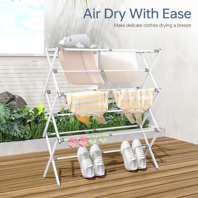 APEXCHASER Drying Rack Clothing - 3 Tier Metal Clothes Drying
