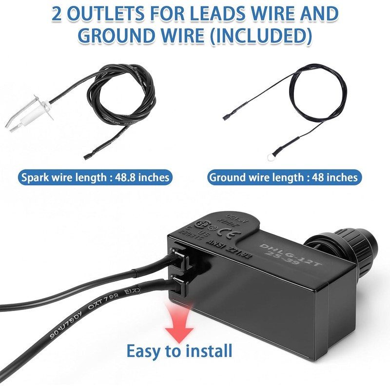 Grisun Fire Pit Igniter - Push Button Ignition Kit for