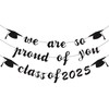 JUESMOS 2025 Graduation Banners Party Decorations Black Glitter We are