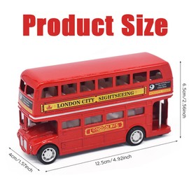 Classic Taxi Bus Double Decker Red Bus Models Toy, Metal Die Cast Free Wheeling Action Toy,Models Pull Back City Bus Accessories ModelsToy for Kids and Collectors -O