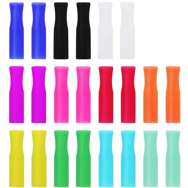 22Pcs Reusable Straws Tips, Silicone Straw Tips, Multi-color Food Grade Straws Tips Covers Only Fit for 1/4 Inch Wide(6MM Out diameter) Stainless Steel Straws by Accmor