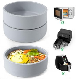 Air Fryer Egg Mold,Silicone Air Fryer Egg Pan,Individual&Reusable Air Fryer Accessories, Egg Egg Poachers for Microwave,BPA Free,Dishwasher Safe,3pcs-Gray