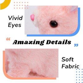 Rabbit Cuddly Toys Small - Electronic Interactive Pet Bouncing Sounds and Ears and Nose Move, Children's Birthday Gifts for Girls 3 4 5 6 7 8 Years (Pink)