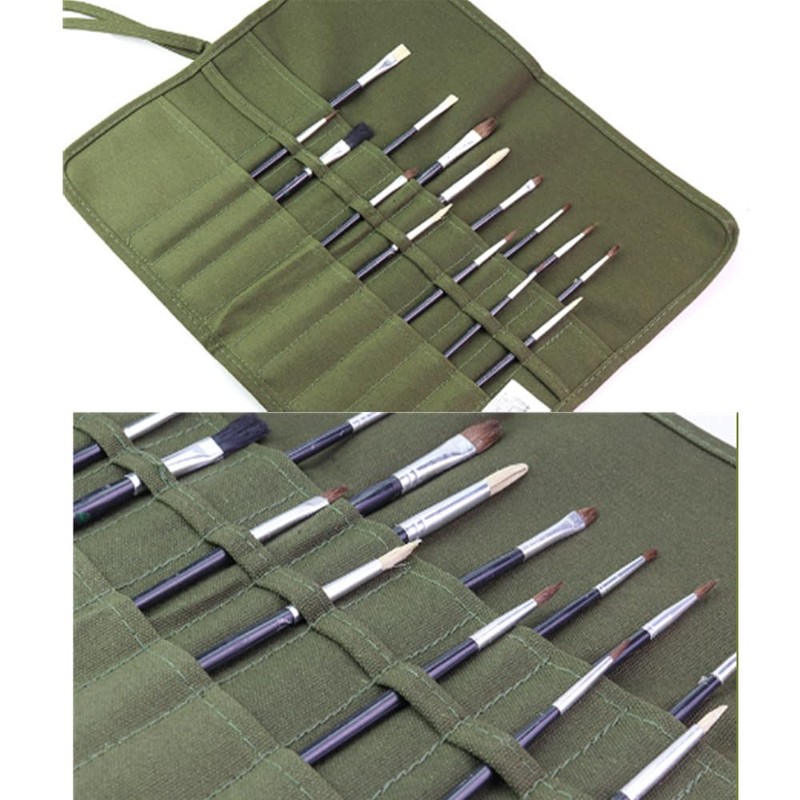 Paint Brush Roll Canvas Pouch, 30 Holes Paint Brush Bag