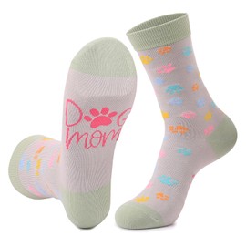 Aueyan Dog Mom Gifts for Women Funny Socks Dog Lovers Gifts Black Pet Paw Print Socks Fun Dog Mother Hosiery Cute Crew Socks Size 9-11 Dog Socks Woman Fun Socks Mother's Day Gift Novelty Socks