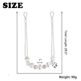 BEL AVENIR Crystal Curtain Tiebacks, Beaded Handmade Curtain with 2 Metal Screw Hooks Decorative Holdbacks Rope(White, 2pack)