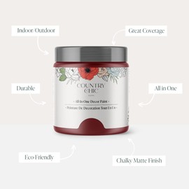 Chalk Style Paint - for Furniture, Home Decor, Crafts - Eco-Friendly - All-in-One - No Wax Needed (Cranberry Sauce [red], Pint (16 oz))