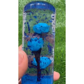 Unbranded 15CM JDM Clear Glitter Real Rose Flower All Blue Manual Gear Stick Shift Knob