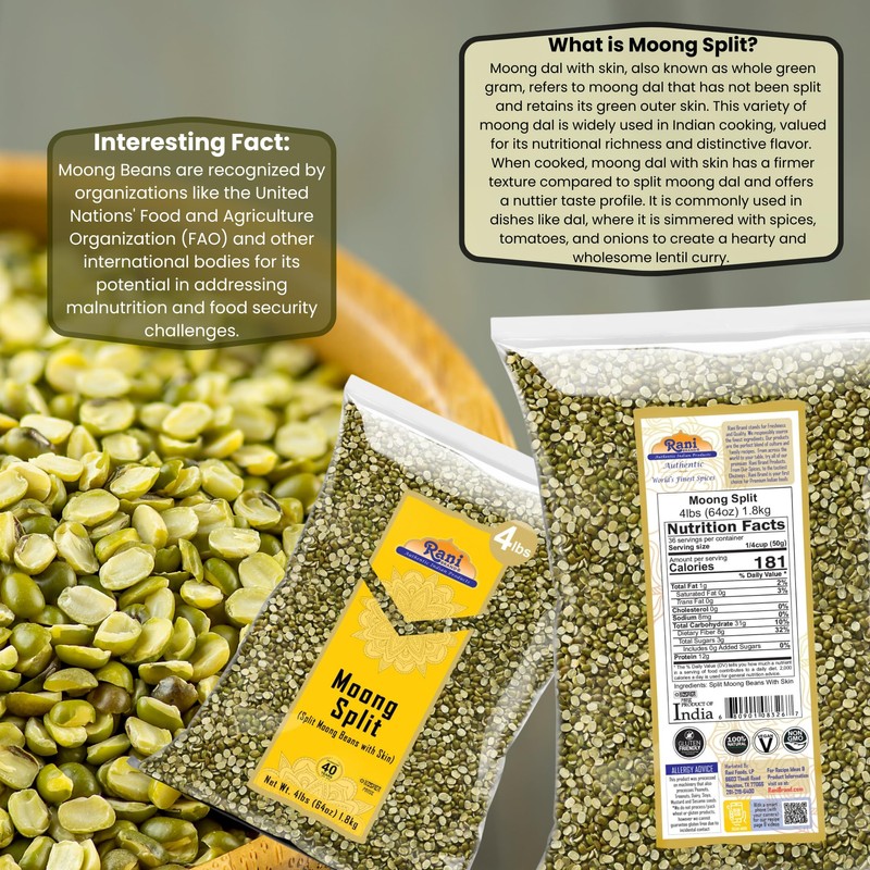 Rani Moong Split (Split Mung Beans with Skin) Lentils Indian