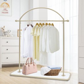 kunghei 55“Boutique Retail Display Gold Clothing Rack with Shelf standing Garment Rack Heavy Duty Wardrobe Closet Storage Organizer Clothes for Bedroom, Boutiques Store