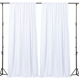 Gallety 10 FT x 10 FT White Backdrop Curtain - Polyester Backdrop Curtain Panels with 4 Inch Rod Pockets - Wedding Ceremony Party Home Window Decoration