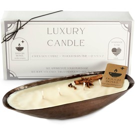 Dough Bowl Candle Co. Luxury Candle - Luxury Candles for Home, 12x5x2 Inch Gold Luxury Candles for Women and Men, 4 Wick Fancy Candles, Candles for All Occasions (Gingerbread, Bronze)
