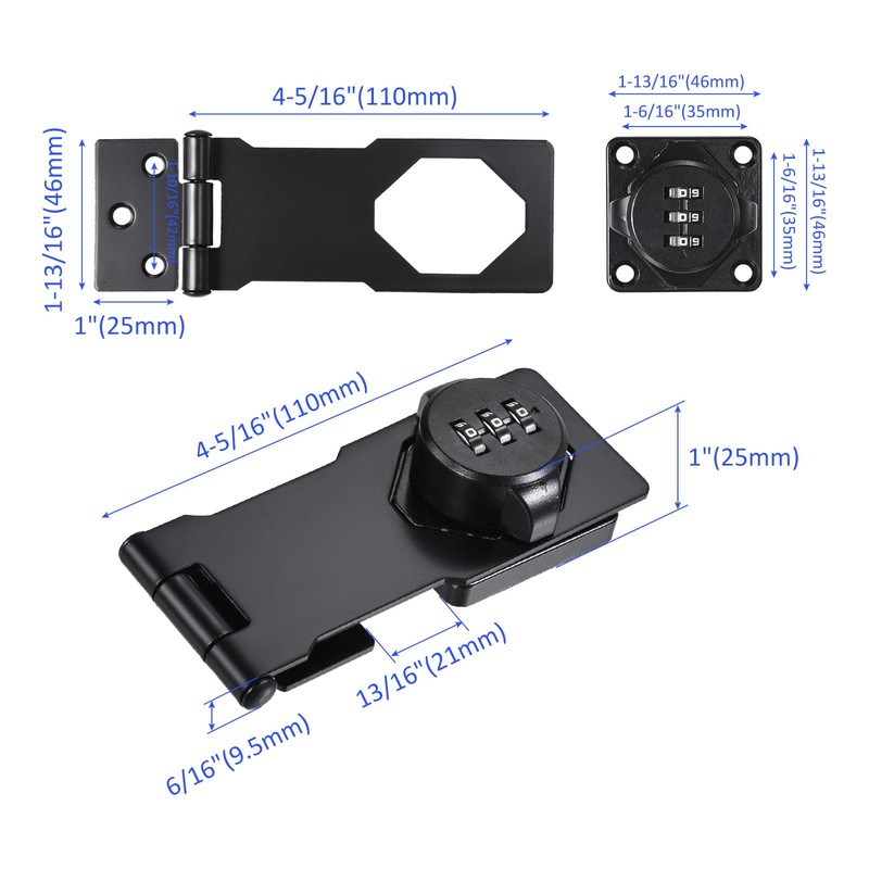 M METERXITY 1 Pack Password Rotary Hasp Lock, Cabinets Security