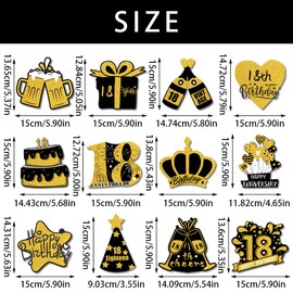 18th Birthday Decorations, Kaluofan 24 PCS 18th Birthday Hanging Decorations, Black and Gold Birthday Party Decorations, 18th Birthday Decorations for Boys and Girls to Celebrate Adulthood