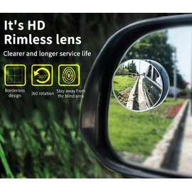 Bogoo Bogoo 2 Pack Blind Spot Adjustable Mirrors - BoGoo Waterproof 360° Rotatable Convex Rear View Traffic Safety Mirrors Universal for Cars, SUV's, Vans