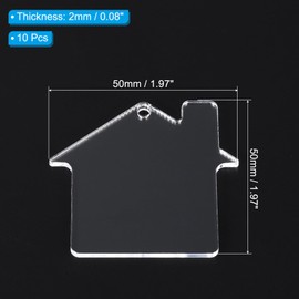 PATIKIL Acrylic Ornament, 10 Pack Plastic Clear Blank Christmas Tree Ornament Keychain Transparent Pendant Hanging Decoration for Custom DIY 2mm Thick