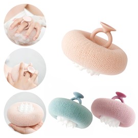 Newly Upgraded 2-in-1 Sunflower Bath Sponge, Ultra Soft Sunflower Suction Bath Sponge, Exfoliating Bath Sponge with Suction Cup, Shower Loofah Sponge (Light Cyan Nude Pink Purple)