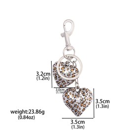 YURAOER Leopard Print Heart Bow Keychain, Cute Charm for Purse Handbags Backpacks, Y2K Style Gift for Women (2 hearts silver)