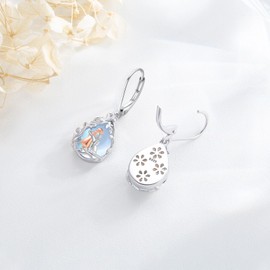 CHENGHONG Labrador Moonstone Earrings for Women Mom 925 Sterling Silver Dog Labrador Hoop Earrings Jewelry for Dog Lover Memorial Gifts