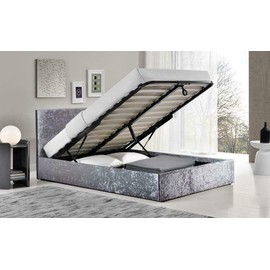 Crushed Velvet Divan Bed Base Wrap Valance Silver Grey Sheet Frame Cover Fully Elasticated Single Double King Super King Size (Silver, Super King)