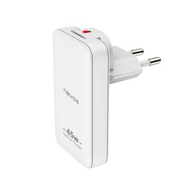 Nevox USB C PD/PPS + QC3.0 GaN Dual Slim Charger EU/US Plug 45 Watt White