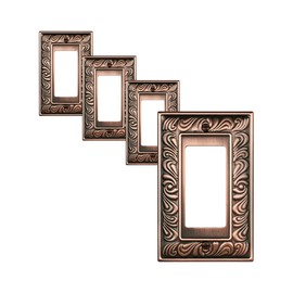 TREEWELL 4-Pack Decorator Outlet Cover Plate, Paisley Pattern Decorative Switch Plates and Outlet Covers, Antique Copper Metal Wall Plate for Electrical Outlets, Receptacle, GFCI Outlet, Dimmer Switch