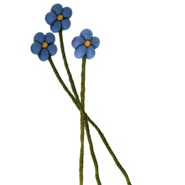 your castle Felt Flowers, Handmade Decorative Flowers, Fair Trade, Sustainable Felt Decoration, Realistic Artificial Flowers, Artificial Fabric Flowers, Pack of 3 with Light Blue Flowers