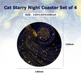 Sweet Elegance® Acrylic Coasters Set of 4 Acrylic Cat Pattern Coaster Cup Mats Drop Shape Waterproof Non-silp Durable Colorful Table Ornament Decorations for Home Festival (Blue)