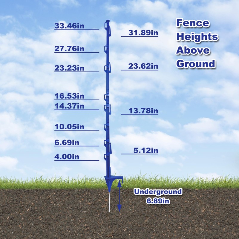 EFencSolv Step-in Fence Post (50 Pack), 42 Inch, with 12
