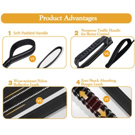Heavy Duty Bungee Dog Leash with Locking Carabiner for Large Dogs