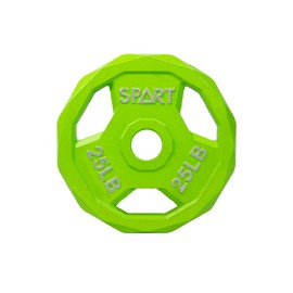 SPART Color Coded Weight Plate 2-Inch Cast Iron Tri-Grip Plate for Barbell,Solid Cast Iron Olympic Weight Plates for Strength Training, Weightlifting, Crossfit, 25LB, Single