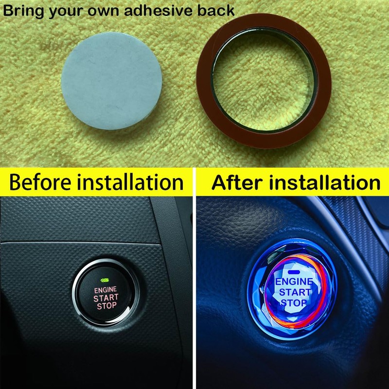 Car Engine Ignition Start/Stop Button Cover,Car Ignition Button Decorative Ring