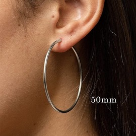 YL 50mm Hoop Earrings 925 Sterling Silver Polished Circle Endless Earrings Hoops Diameter Jewelry Mother's Day Gift