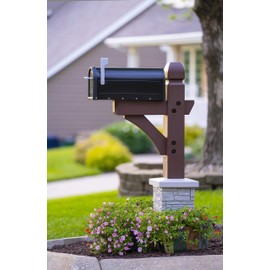 Premium Mailbox Post Set Cross-Arm Classic Coffee