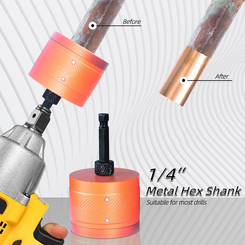 Metal Copper Pipe Cleaner for Drill, Includes 1/2" Tube Cleaning