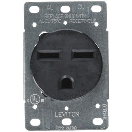 Leviton 5372-S00 30 Amp, 250 Volt, NEMA 6-30R, 2P, 3W, Flush Mtg Receptacle, Straight Blade, Industrial Grade, Grounding, Side Wired, Steel Strap, Black, pack of 1