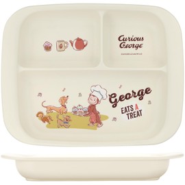 SKATER XP7AG-A Baby Tableware Lunch Plate for Kids, Antibacterial, Plastic, 16.5 fl oz (470 ml), Curious George