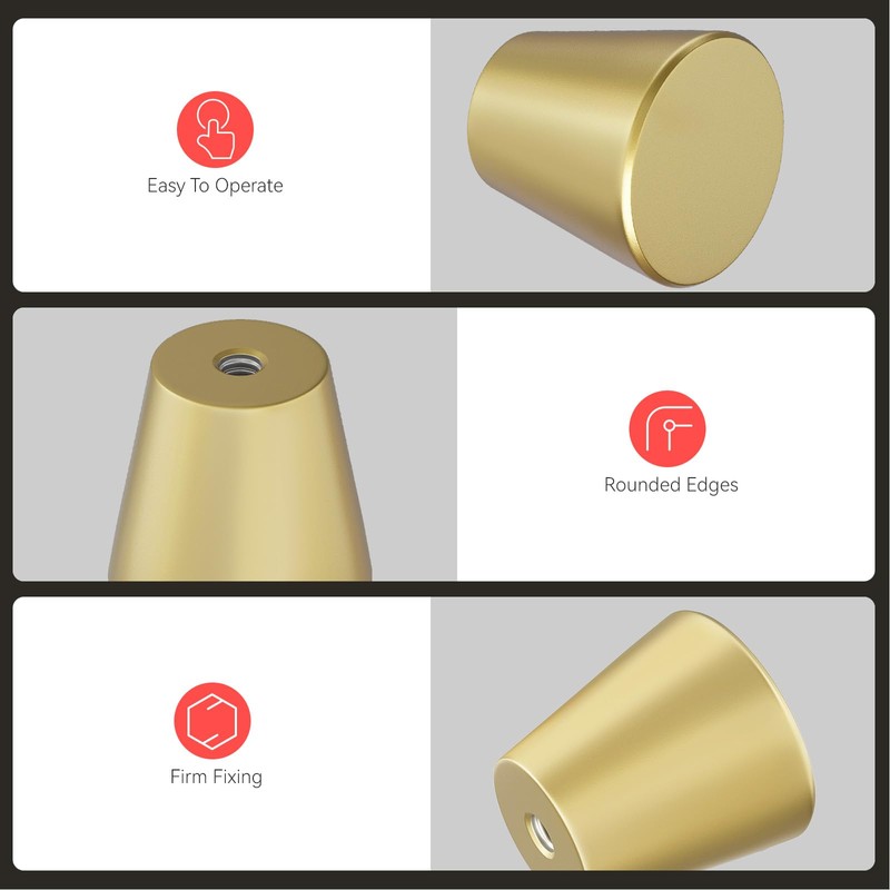 homdiy 10 Pack Gold Knobs Brushed Brass Cabinet Knobs Small
