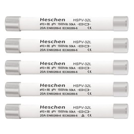 Heschen Solar DC1500V PV Fuse Photovoltaic Fuses GPV Type Fuse Connection HSPV-32L 10x85mm 20A 1500VDC I1 50ka for Solar PV System Protection Pack of 5