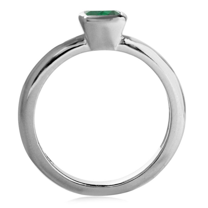 Silvershake 5MM Cushion Shape Nano Emerald 925 Sterling Silver Stack/Stackable