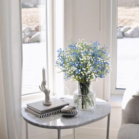 N&T NIETING Babys Breath Flowers,15Pcs Fake Gypsophila Plants Artificial Blue White Baby Breath Flowers Bulk for Wedding Bouquets Party Home Garden Decoration, Blue & White