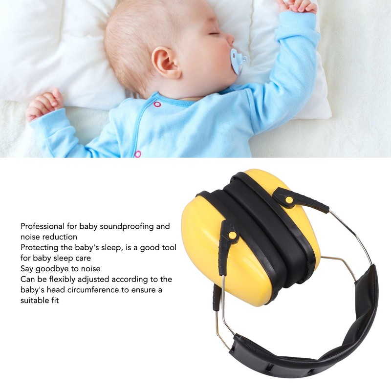 Yellow Baby Ear Protection Noise Cancelling Earmuff Efficient Foldable Adjusting