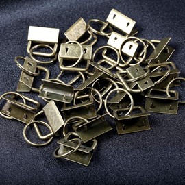 SPEEDWOX Key Fob Pliers and 20 Sets 1 Inch Key Fob Hardware with Keychain Split Rings Webbing Fabric Strapping Wristlet Set Antique Brass Glass Breaking Pliers Tools with Rubber Tips