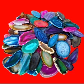 Mixed Agate Slices Bulk Lot Wholesale Quartz Mineral Geode Crystal Slice Slab - 10 Agate Slices (3.5 - 4 inches)