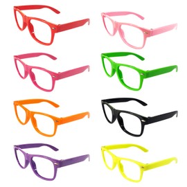 Neon Colors Party Favor Supplies Unisex Sunglasses Pack of 8 for Kids (Frame Only Mix)