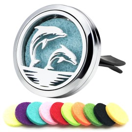 30mm Car Essential Oil Diffuser Vent Clip Air Freshener Vent Clips Aromatherapy with 10 Felt Pads Car Accessories Mother's Day for Women (Dolphin)