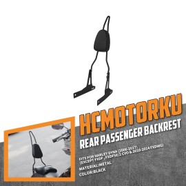 HCMOTORKU Black Passenger Backrest Sissy Bar For Harley Dyna Super Glide Fat Bob 2006-2017